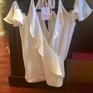 White cold shoulder top